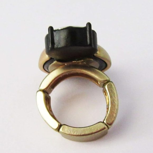 A-248 Chico's Jewelry Bug Crystals Stretch Ring in Gold Fits Size 7-9 - Picture 2 of 4